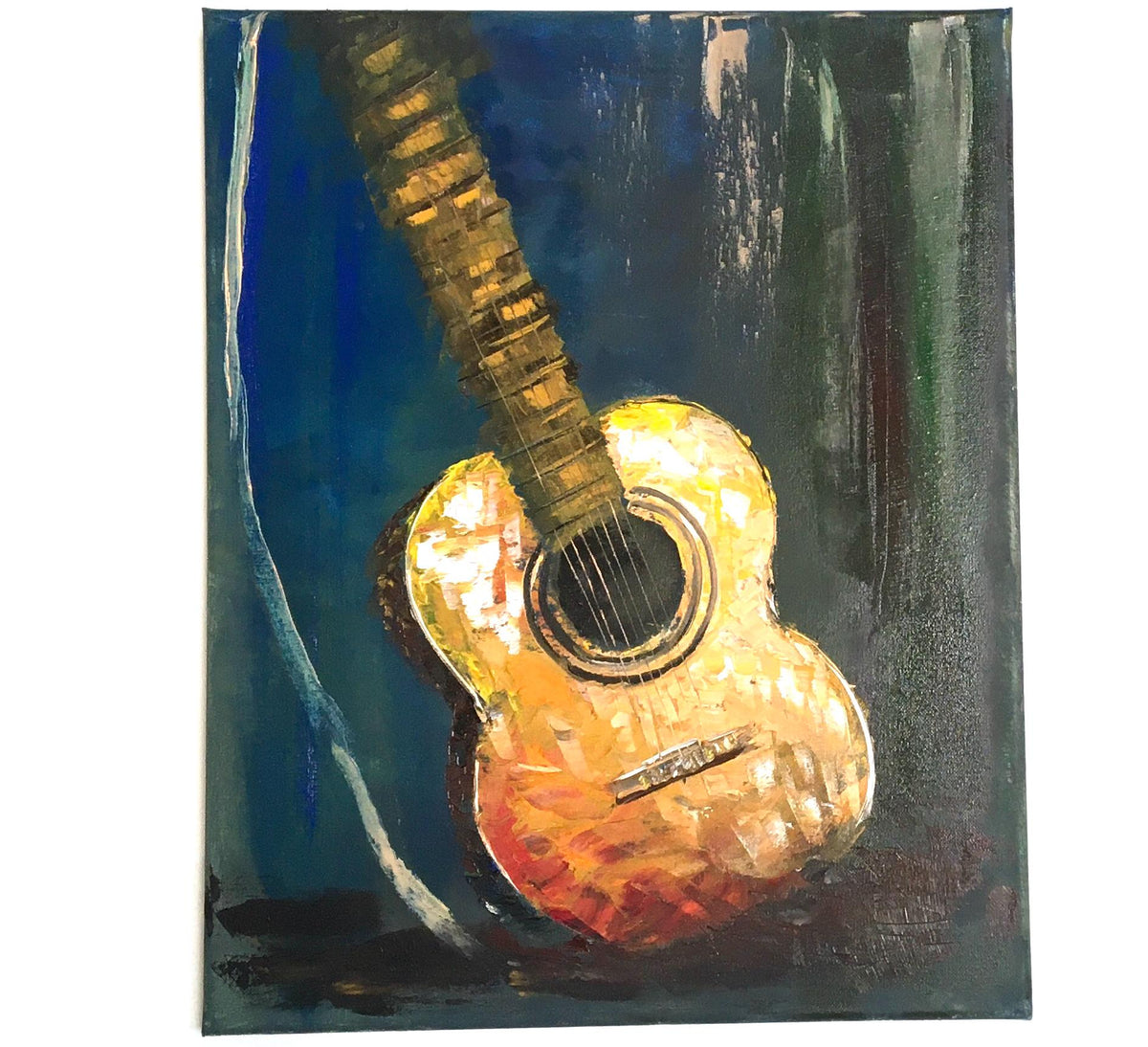 Music guitar 16x20 inches Original oil painting art wall hanging