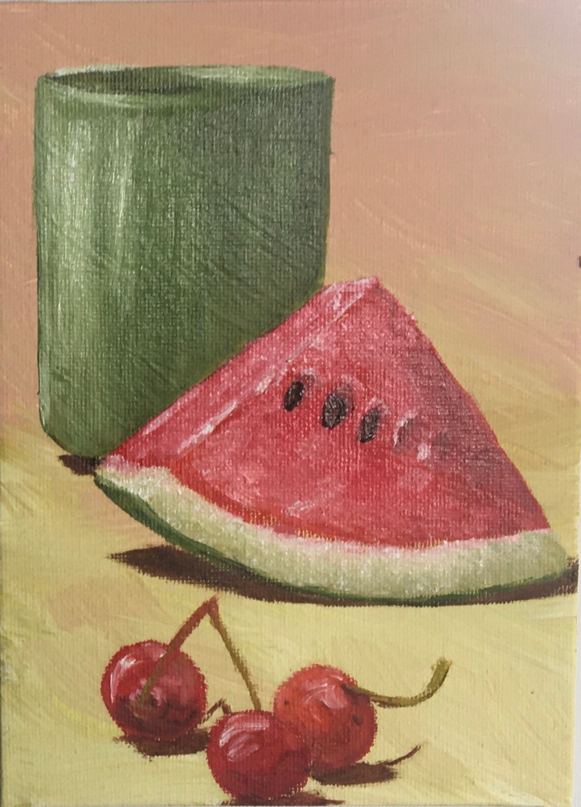 Ready to ship Original art still life watermelon fruits oil painting art wall hanging