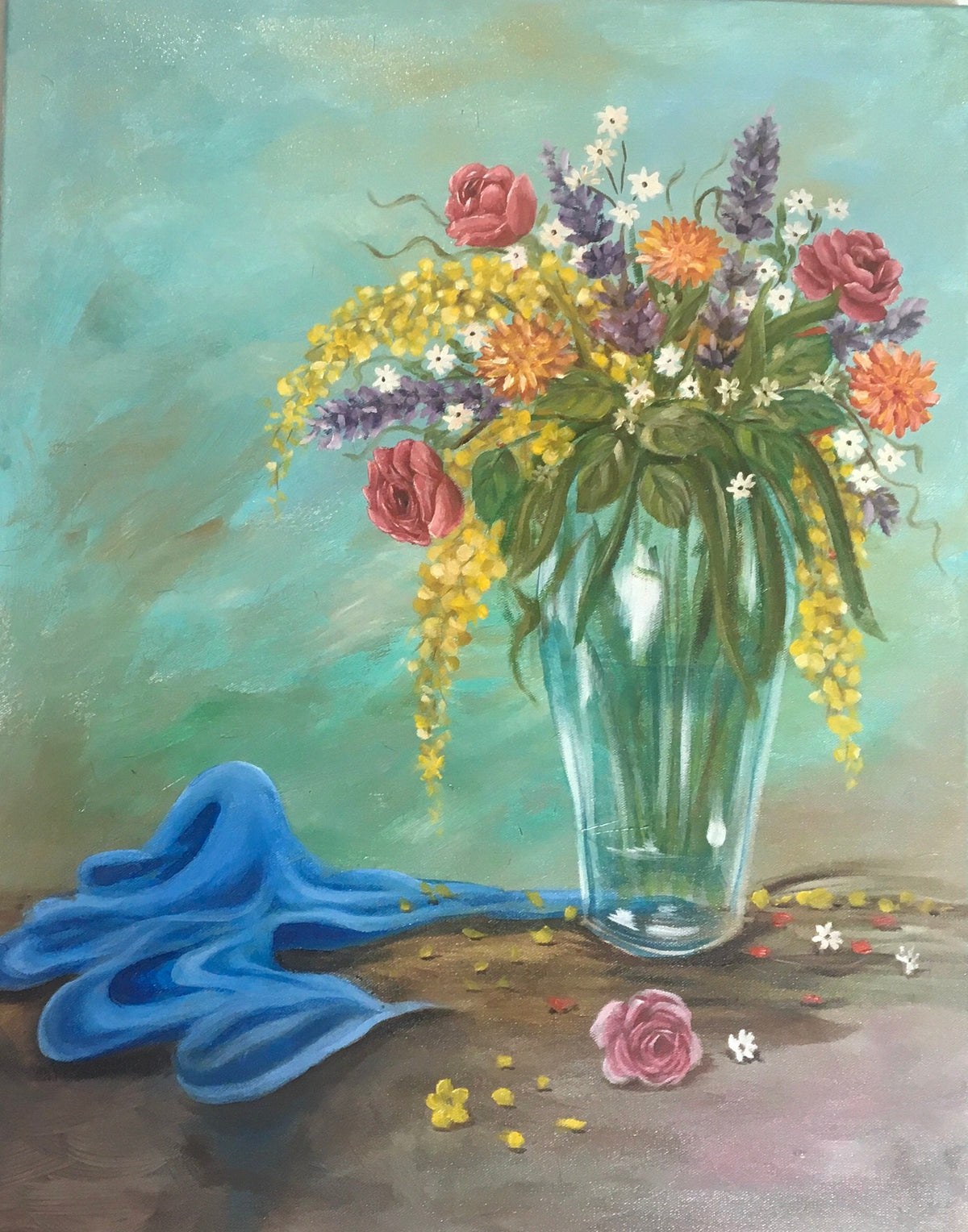 Original oil painting flowers art ready ooak wall hanging gift