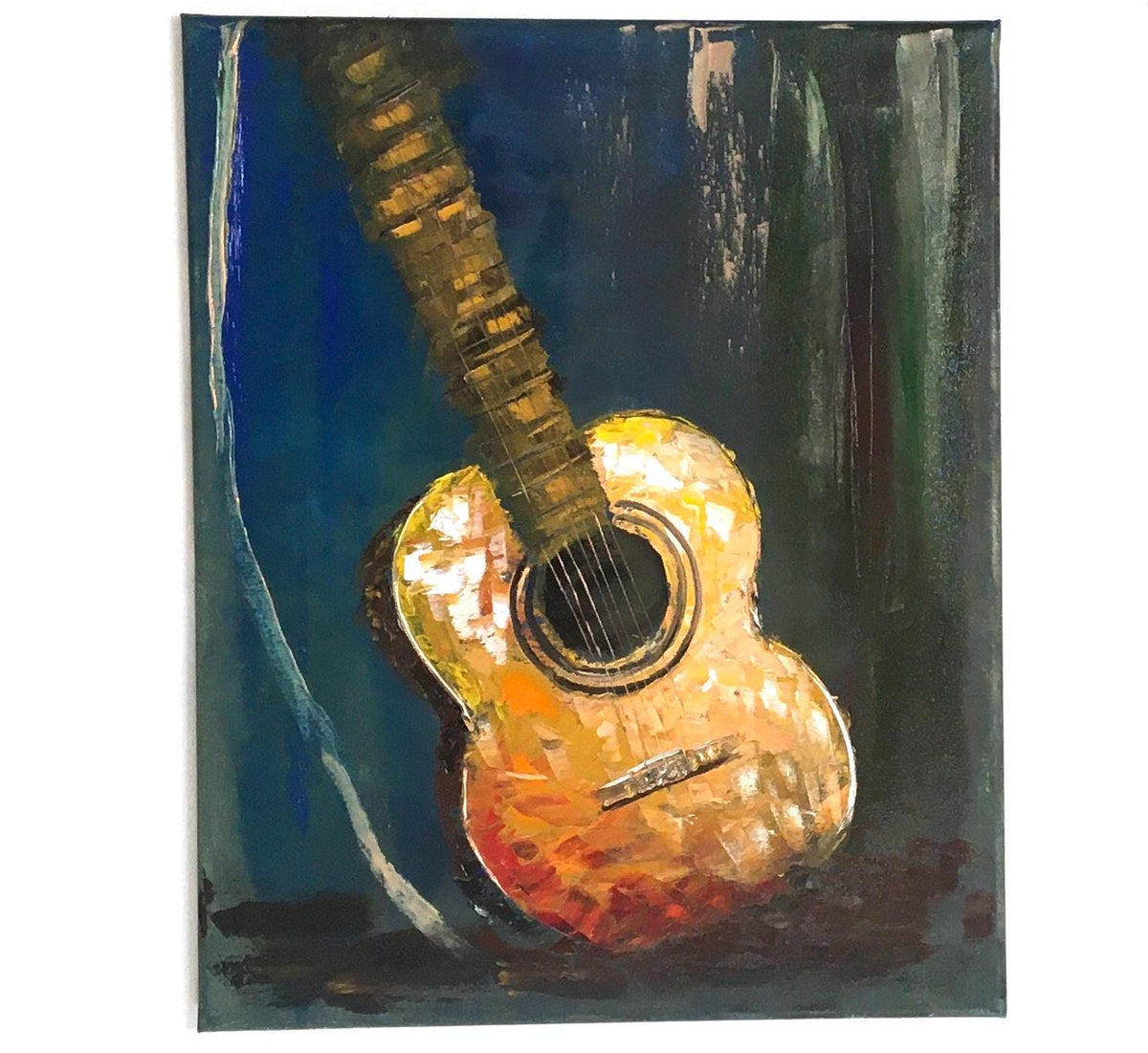 Music guitar 16x20 inches Original oil painting art wall hanging