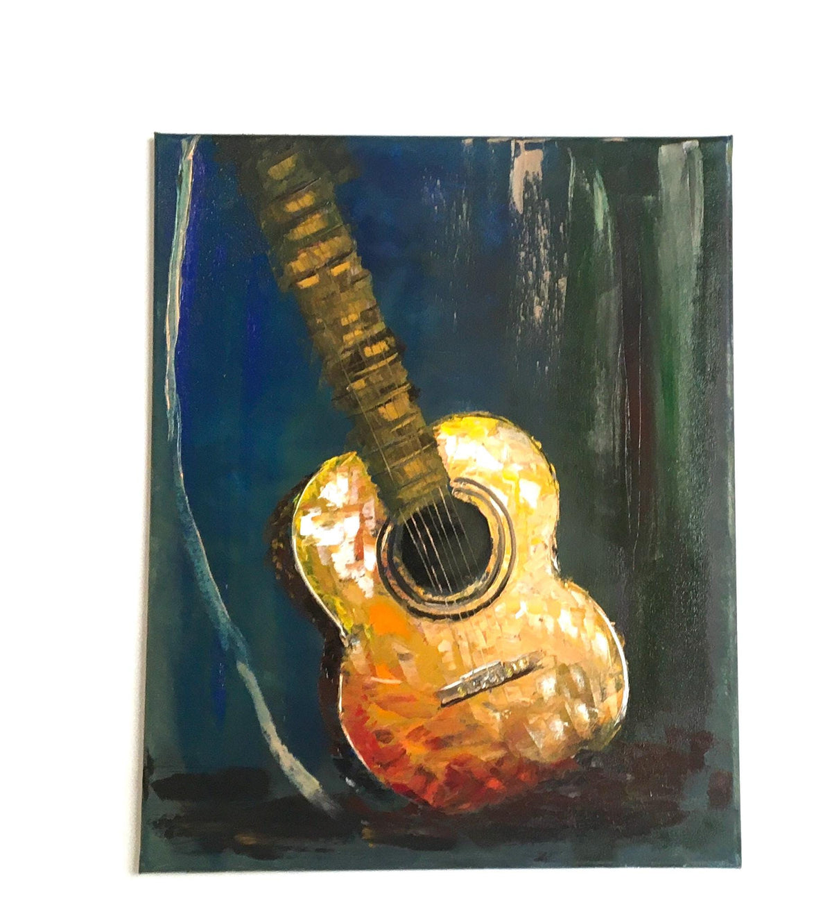 Music guitar 16x20 inches Original oil painting art wall hanging