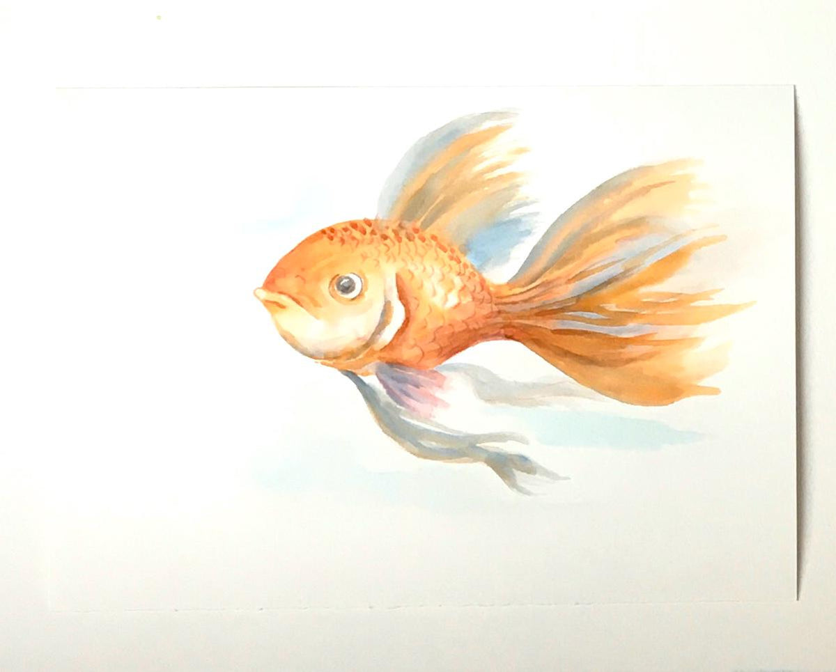 Fish 7x10 inches Original painting watercolor art (not print)