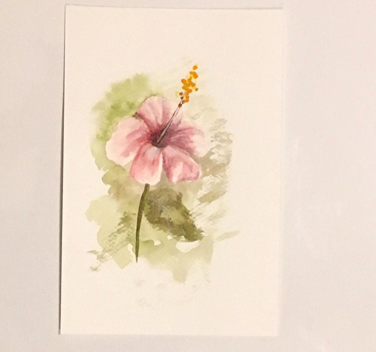 Pink flower 9x6 inches Original painting watercolor art flowers (not print)