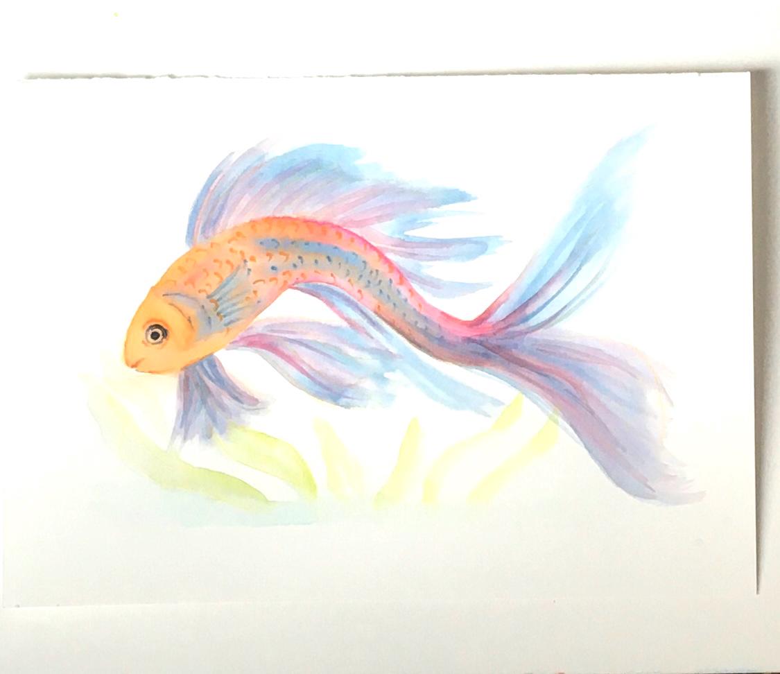 Fish 7x10 inches Original painting watercolor art (not print)