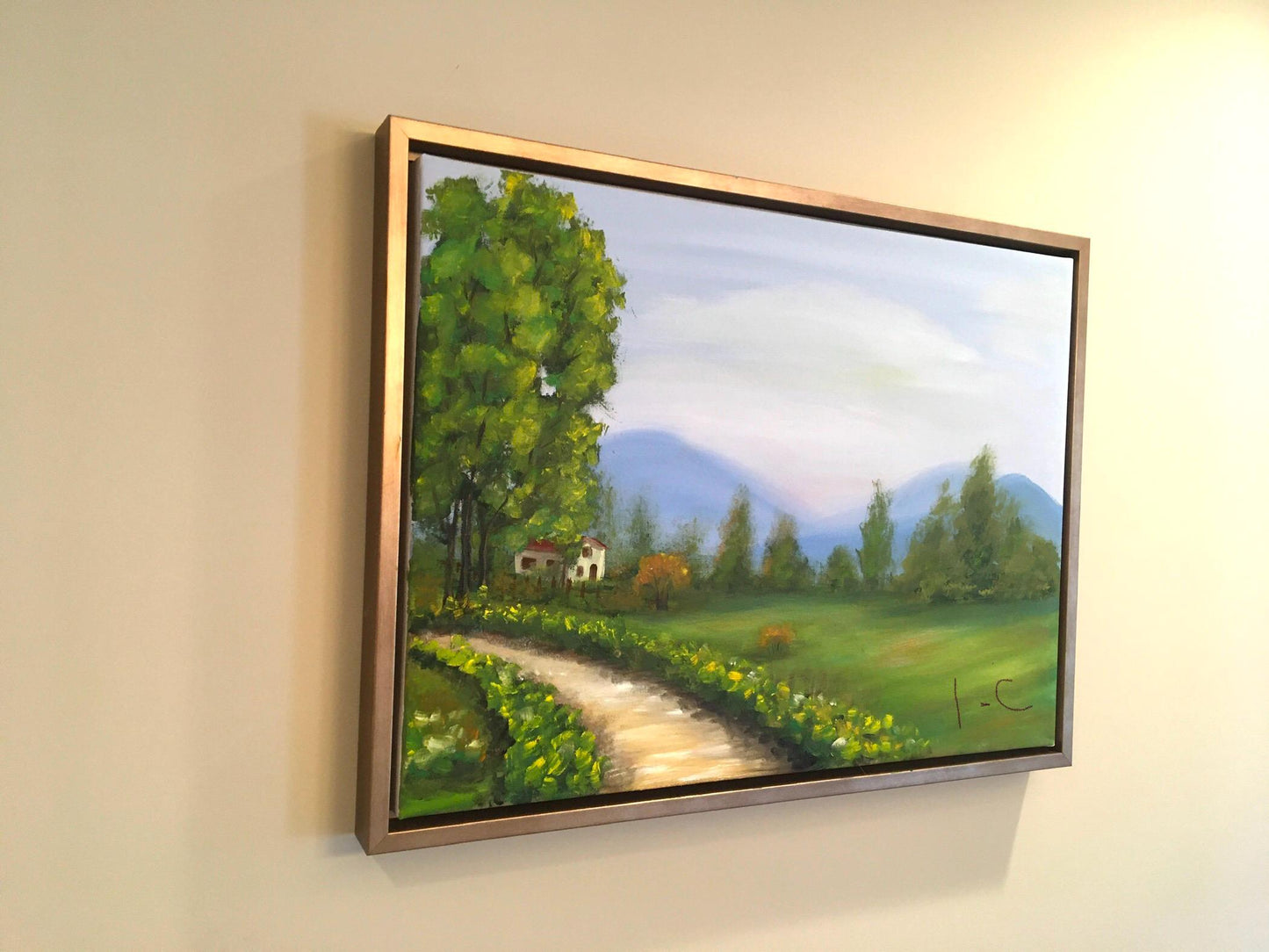 Framed Landscape outdoor 24 x 18 inches Original oil painting art wall hanging