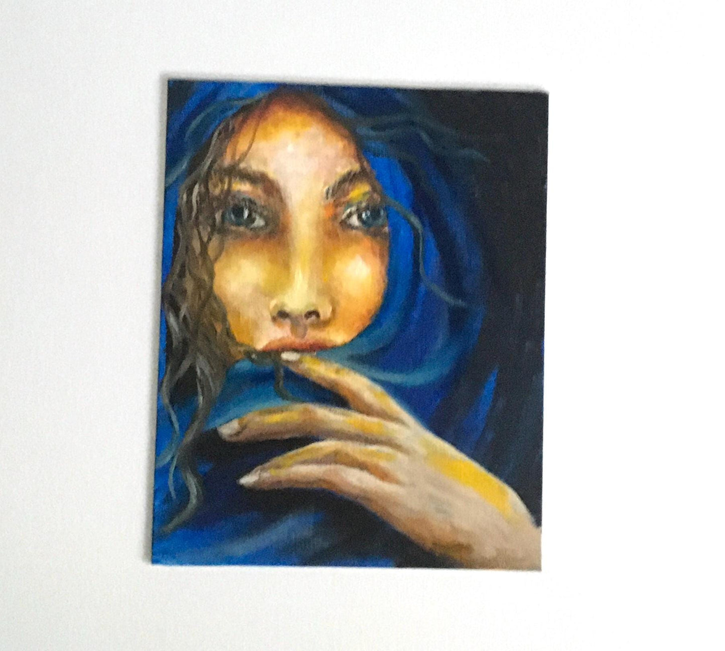 Girl portrait 8x10 inches Original oil painting still life art wall hanging