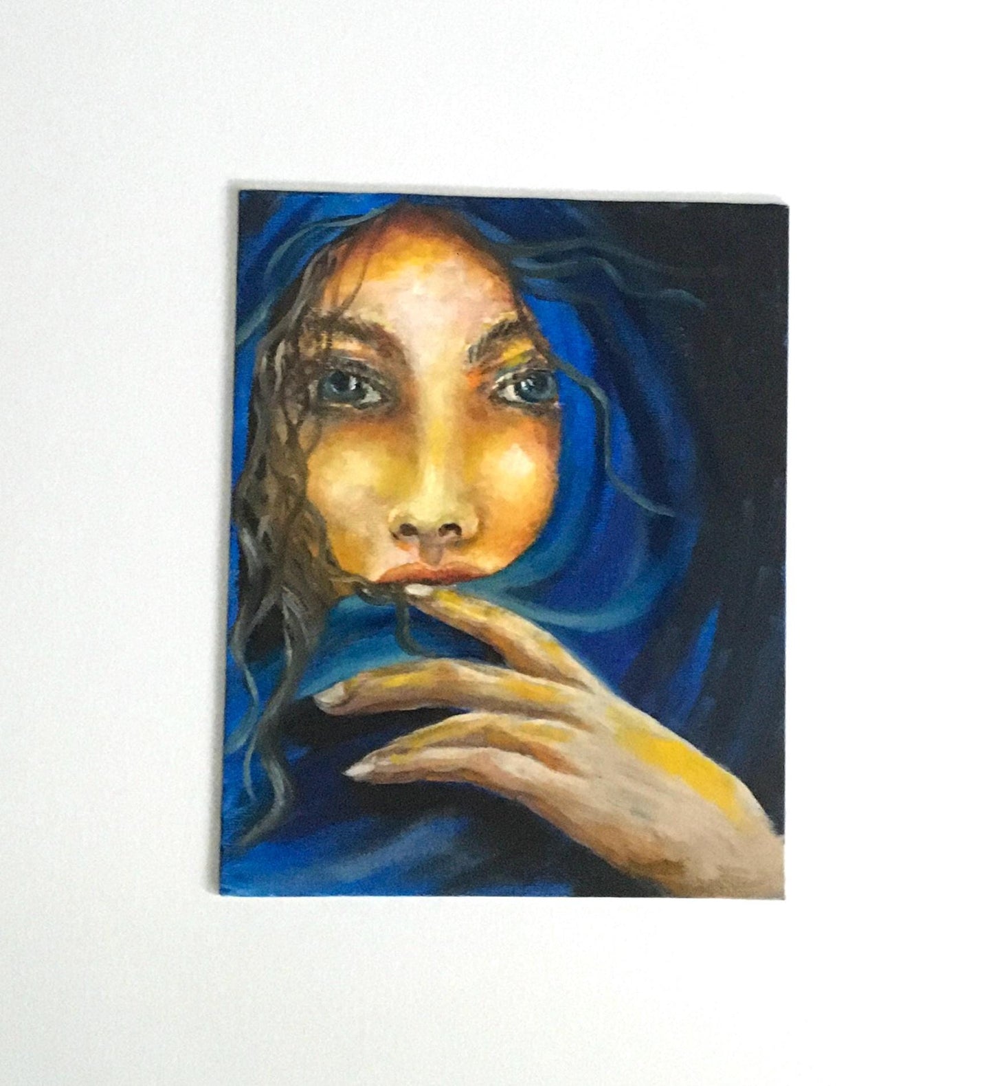 Girl portrait 8x10 inches Original oil painting still life art wall hanging