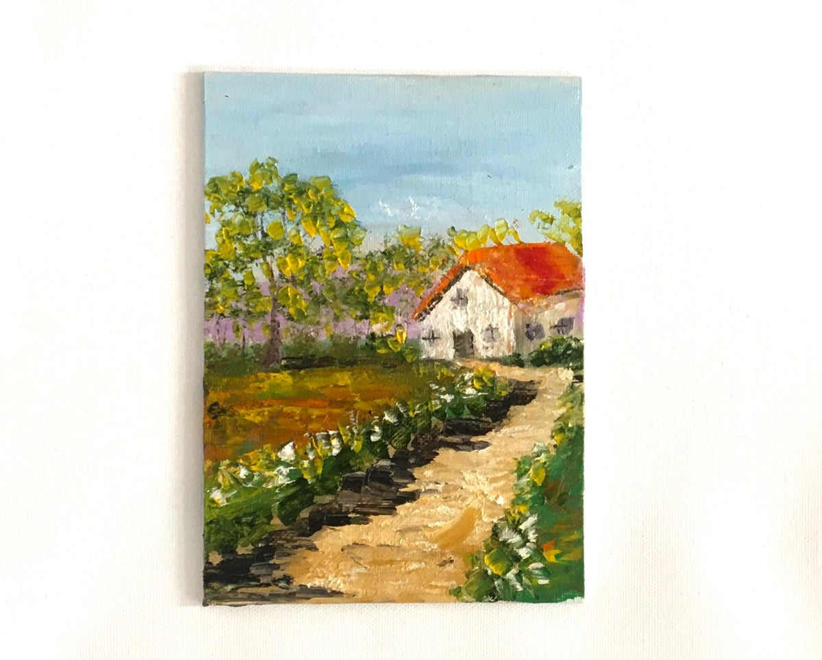 Landscape Original 5x7 inches oil painting small canvas board art