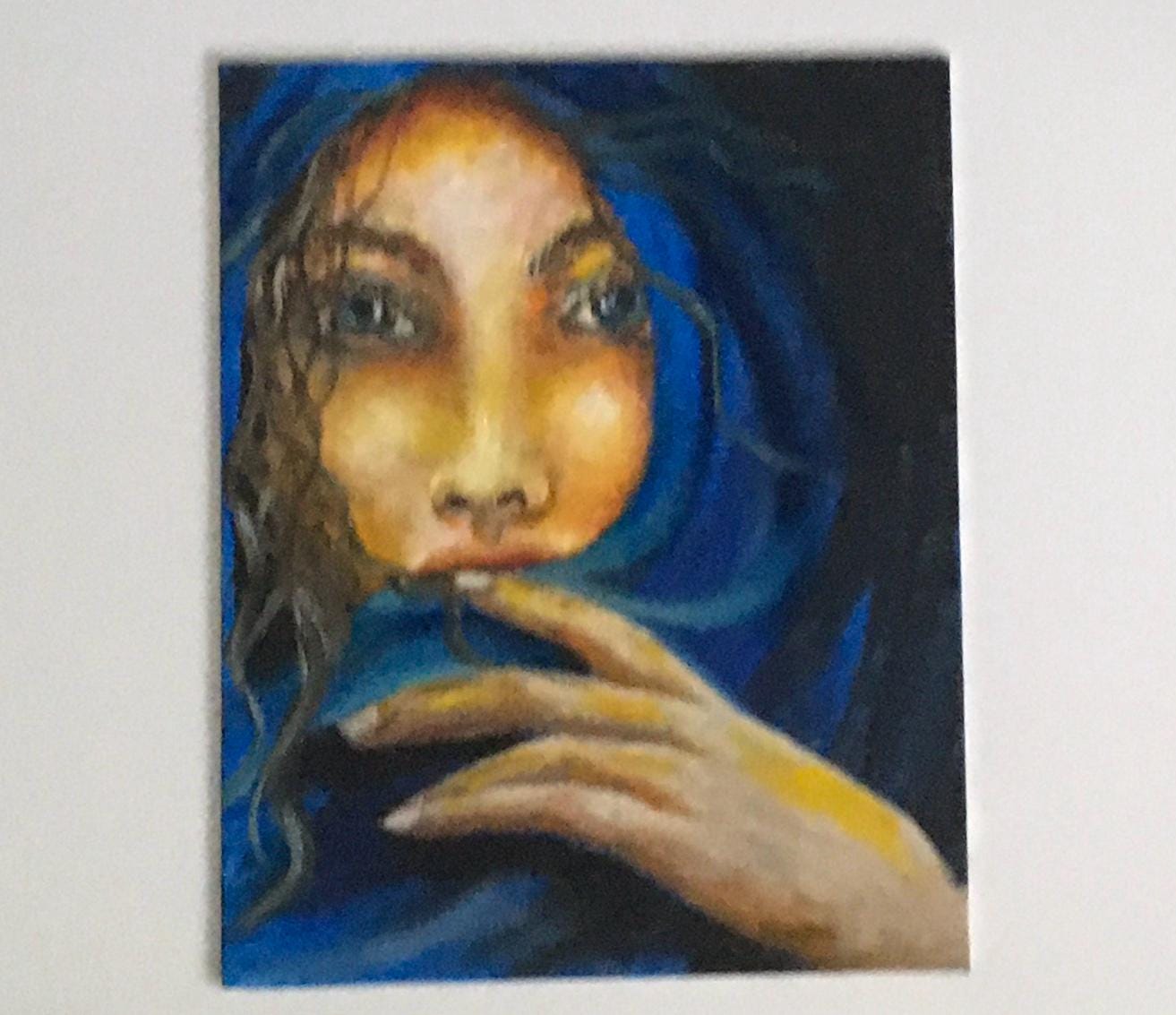 Girl portrait 8x10 inches Original oil painting still life art wall hanging