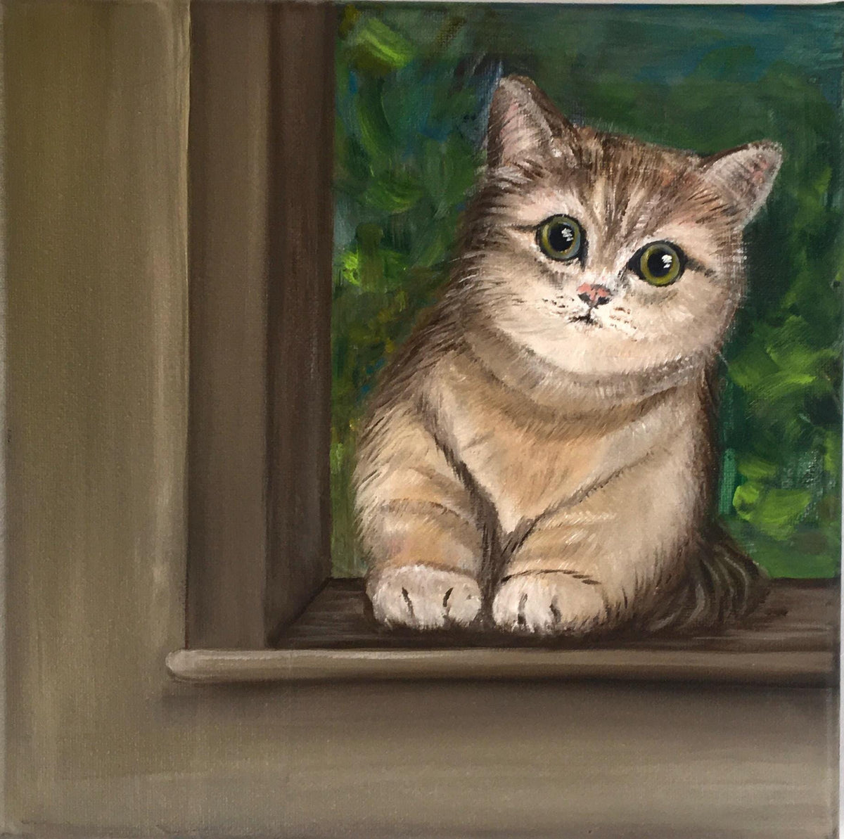Original oil painting cat kitten art ready ooak wall hanging gift